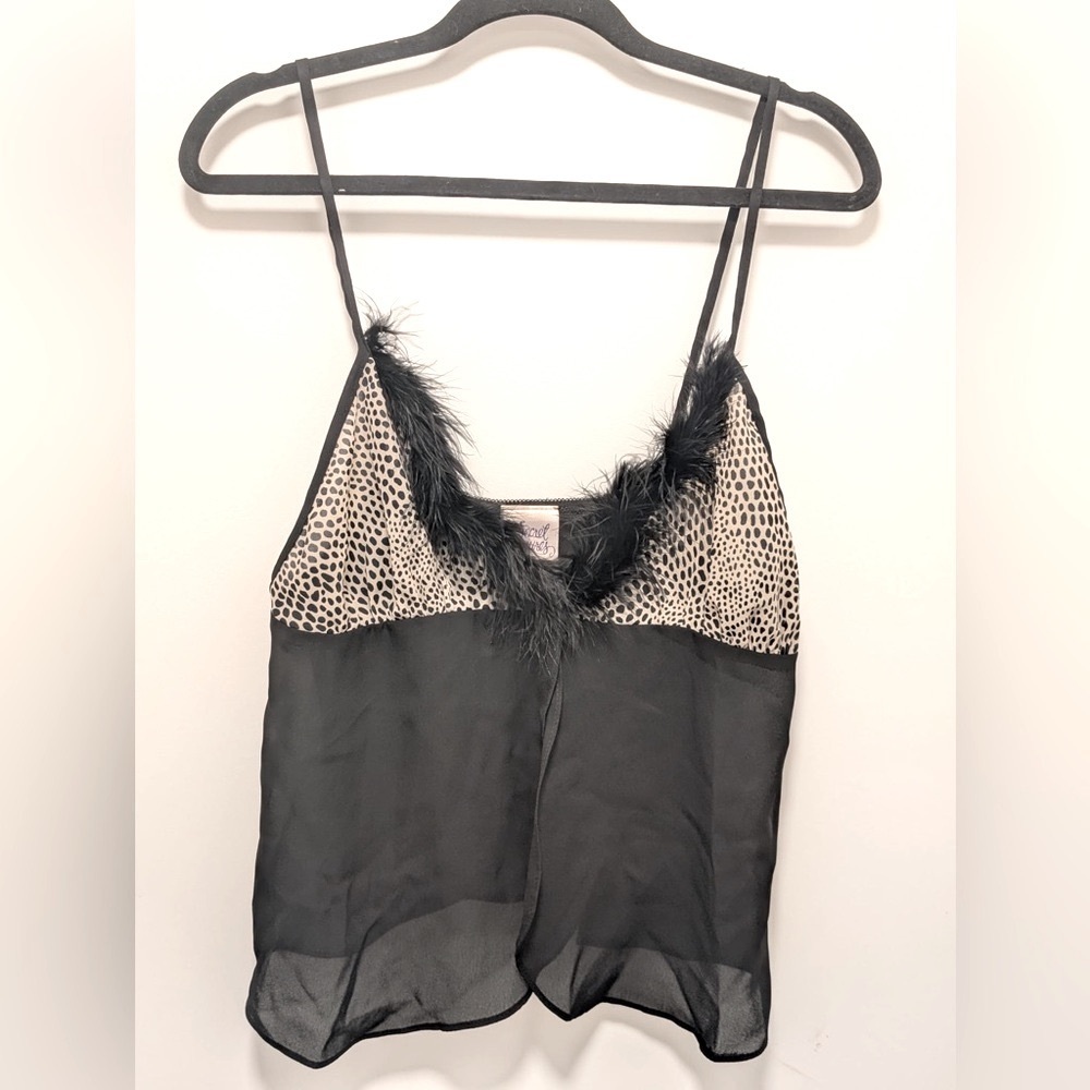 Secret Treasures Leopard Camisole with Feather Detail